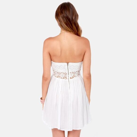 Lovecat for Lulus White Embroidered Bustier Mini Dress Strapless Sundress NWT - Picture 8 of 11